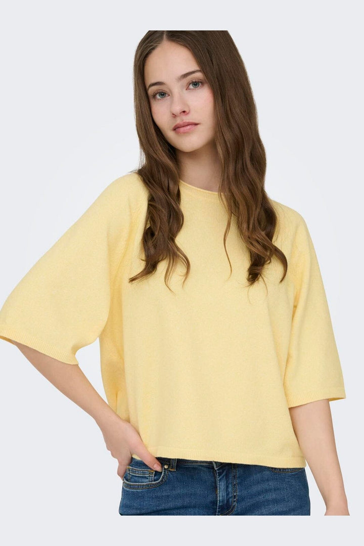 Only - Onlloyal 2/4 O-Neck Knt - 4979625 Sunlight Melange