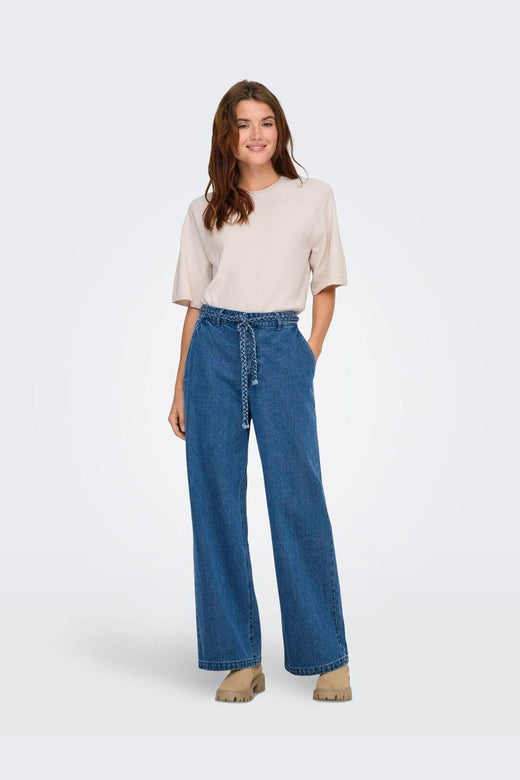 Only - Onlloyal 2/4 O-Neck Knt - 4981573 Moonbeam Melange