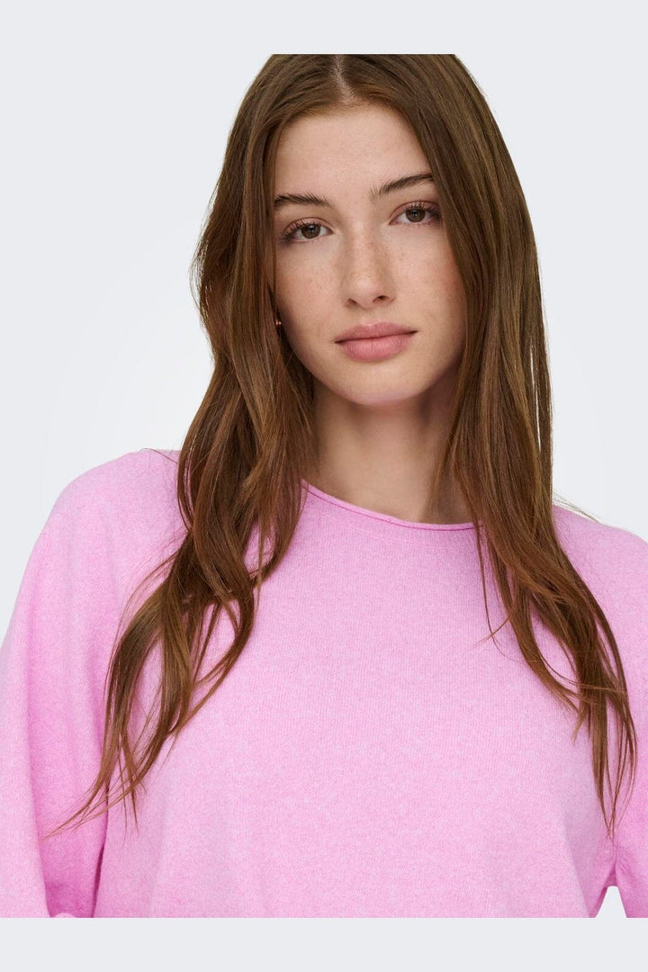 Only - Onlloyal 2/4 O-Neck Knt - 4983477 Super Pink Melange