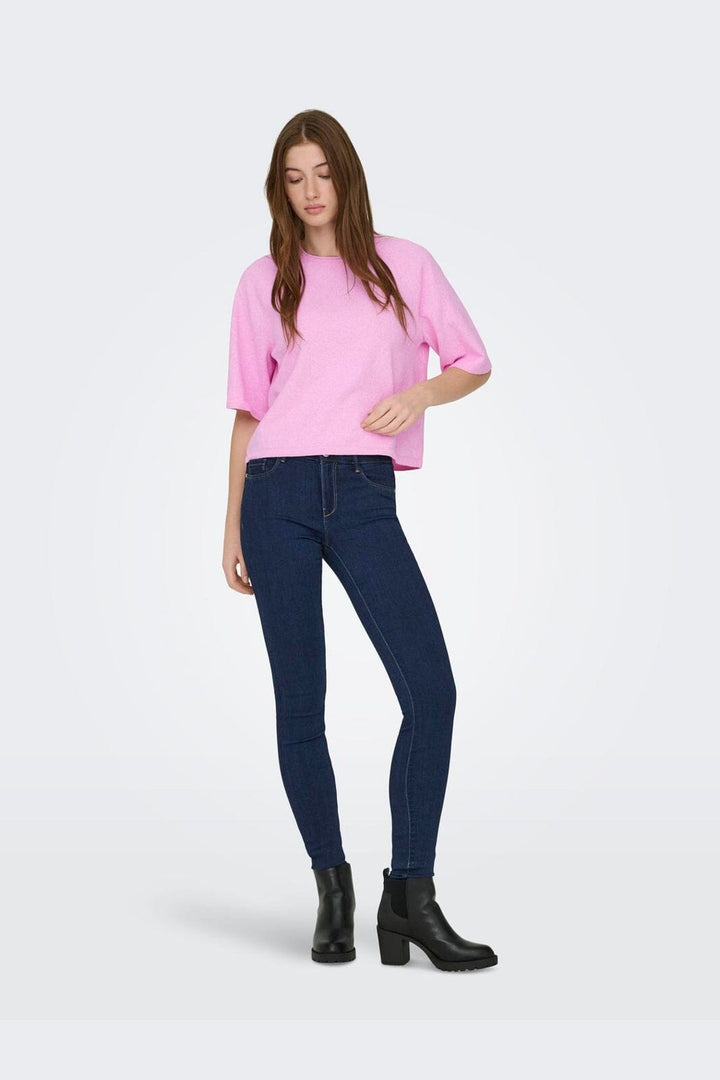 Only - Onlloyal 2/4 O-Neck Knt - 4983477 Super Pink Melange