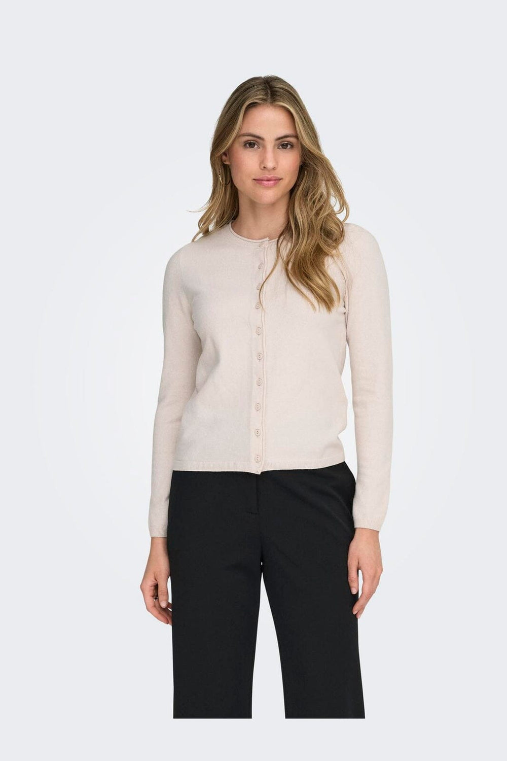 Only - Onlloyal Ls O-Neck Button Cardi Knt - 4986401 Moonbeam Melange