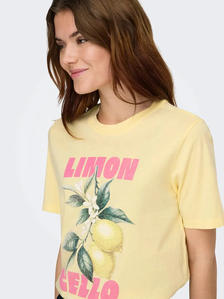 Only - Onllucy Life Monja Ss Top - 4962717 Sunlight Limoncello T-shirts 