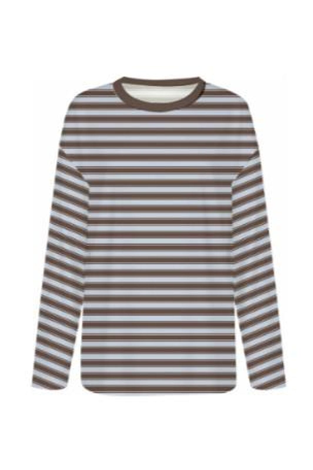 Only - Onlluna Happy L/S O-Neck Stripe Tee - 5195035 Skyway Vanilla Ice / Demitasse (Met)