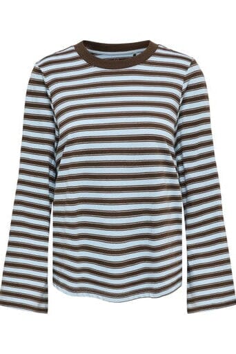 Only - Onlluna Happy L/S O-Neck Stripe Tee - 5195035 Skyway Vanilla Ice / Demitasse (Met) T-shirts 