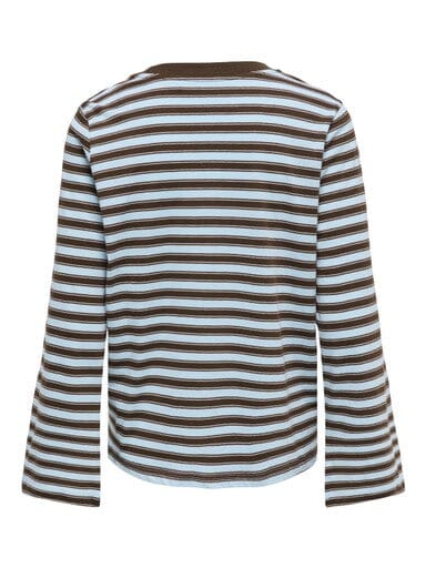 Only - Onlluna Happy L/S O-Neck Stripe Tee - 5195035 Skyway Vanilla Ice / Demitasse (Met) T-shirts 