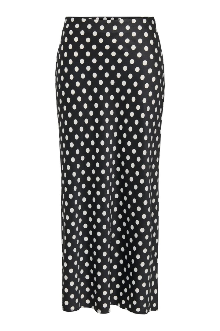Only - Onllydia Long Satin Skirt - 4959203 Black White Dots Nederdele 