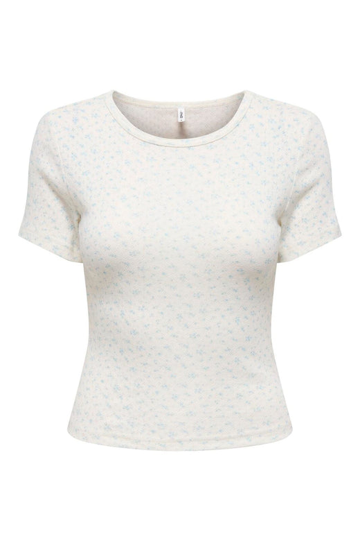 Only - Onlmadison S/S O-Neck Baby Tee - 4969625 Cloud Dancer Gry Flower Winter Sky