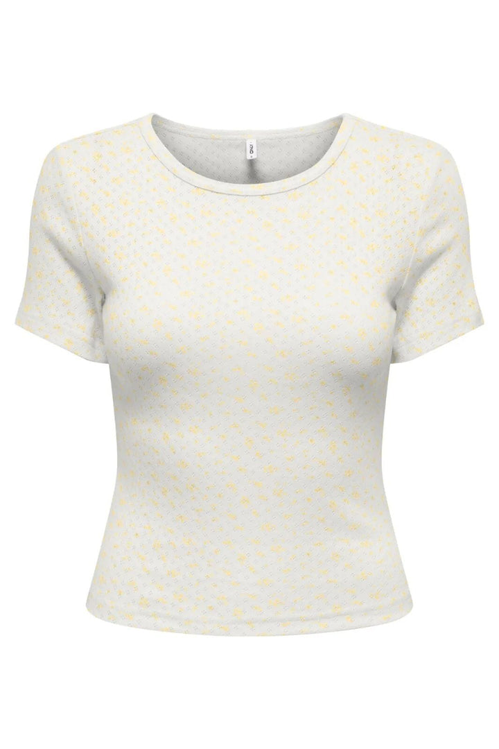 Only - Onlmadison S/S O-Neck Baby Tee - 5011785 Cloud Dancer Gry Flower Sunlight T-shirts 