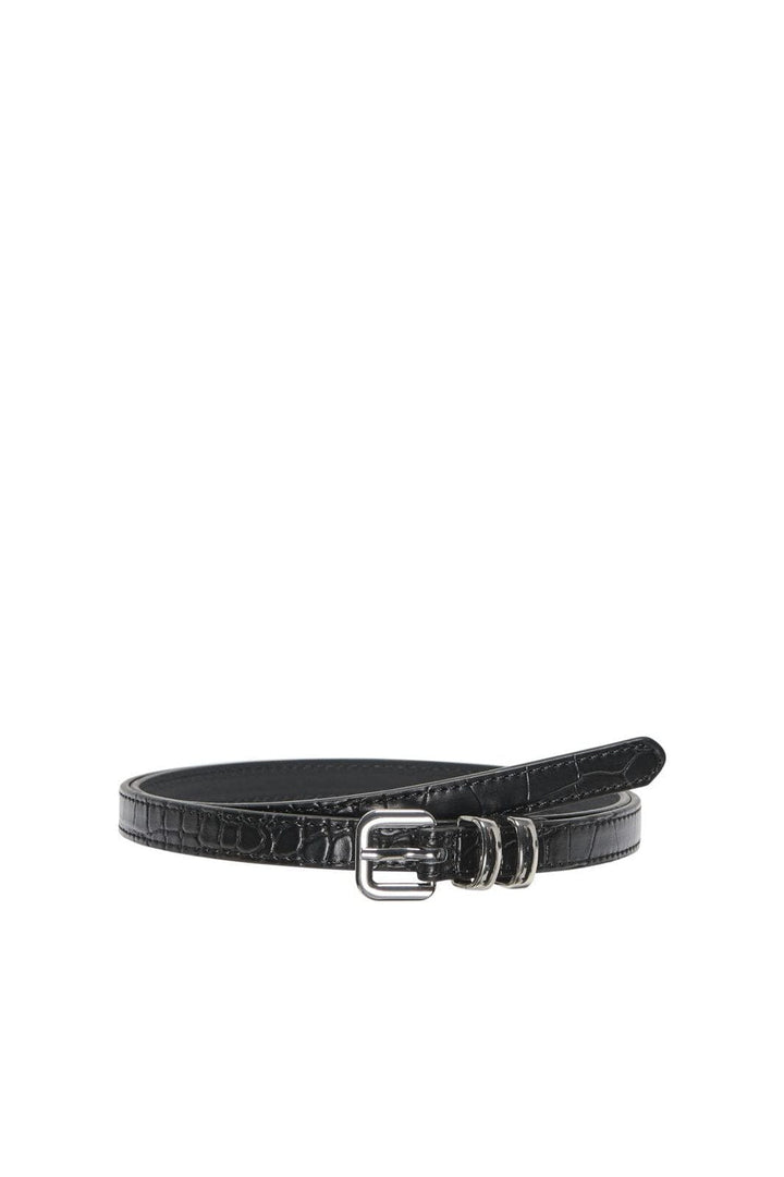Only - Onlmaggie Pu Jeans Belt Acc - 4711026 Black Croco Structure/Silver Buckle
