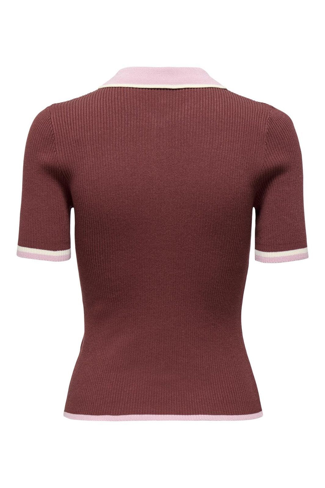 Only - Onlmeddi Life Ss Contrast Polo Cc Knt - 4972165 Spiced Apple Romance Rose/Birch/Dtm Button