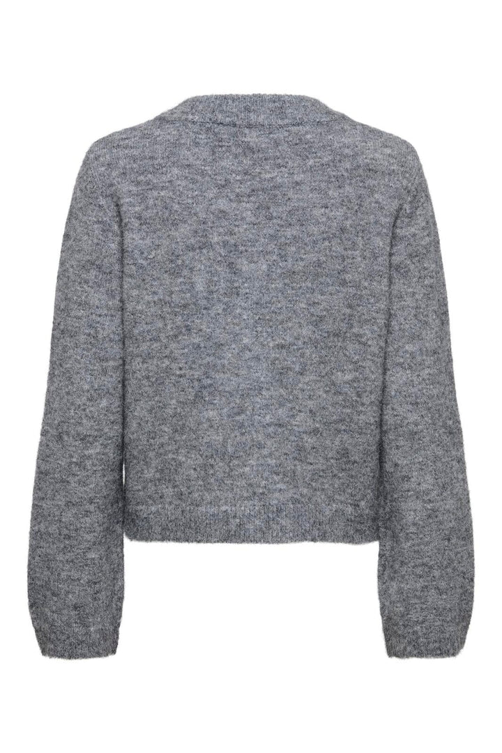 Only - Onlmiggie Ls O-Neck Pearl Cardi Knt - 5068425 Medium Grey Melange Fmop