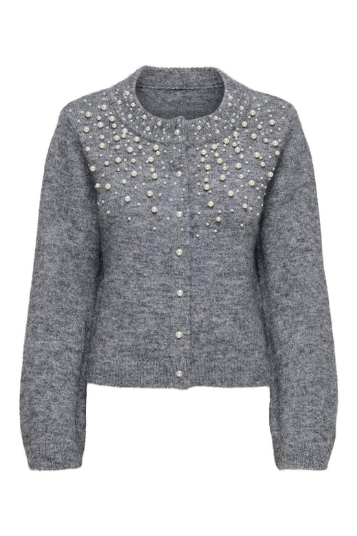 Only - Onlmiggie Ls O-Neck Pearl Cardi Knt - 5068425 Medium Grey Melange Fmop