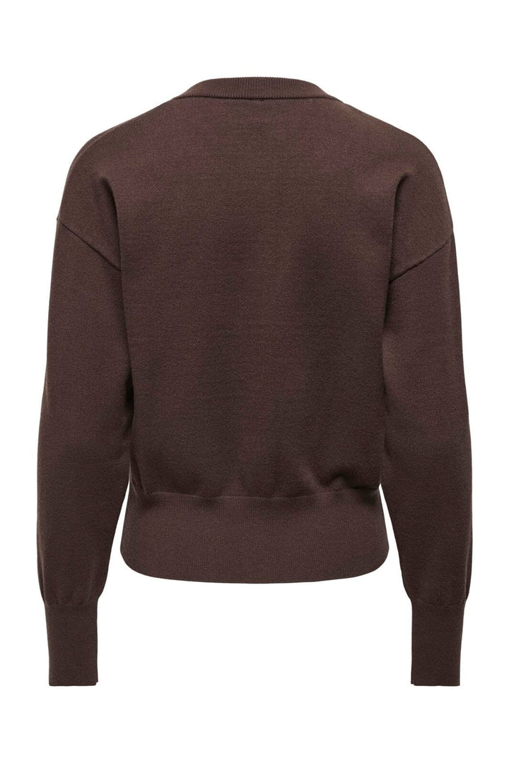 Only - Onlmio Ls O-Neck Button Cardiga Knt - 5052264 Seal Brown Dtm Buttons