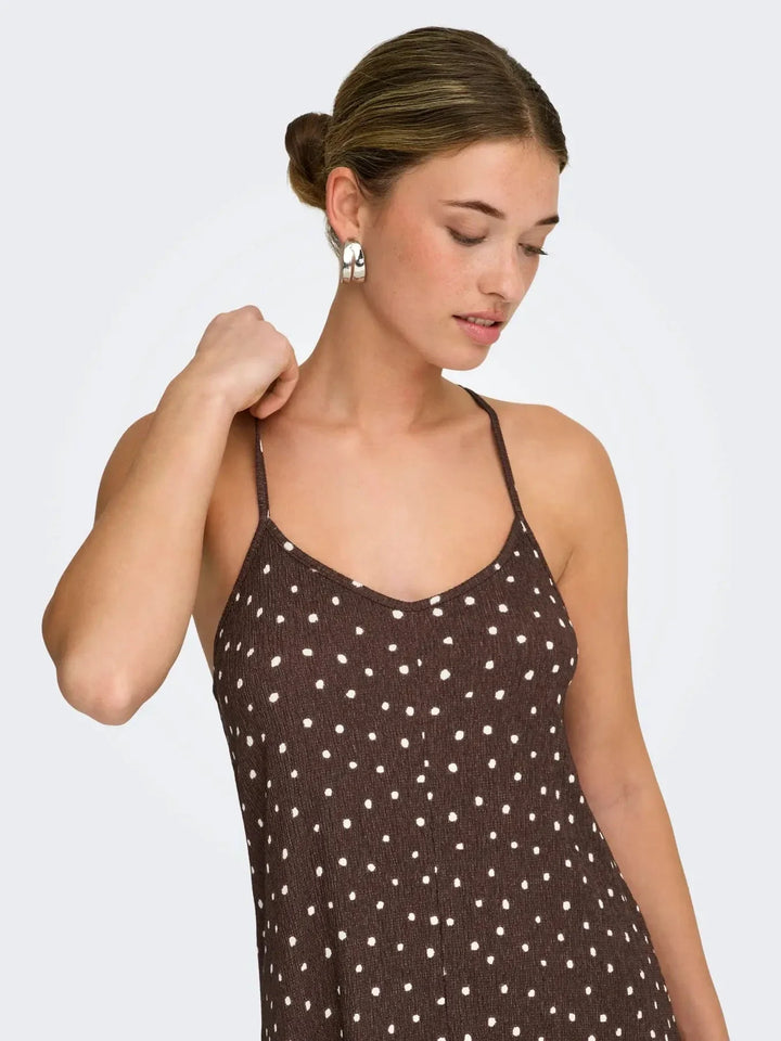 Only - Onlmolly S/L V-Neck Dress - 4989241 Shopping Bag Cloud Dancer Dots (Milly) Kjoler 