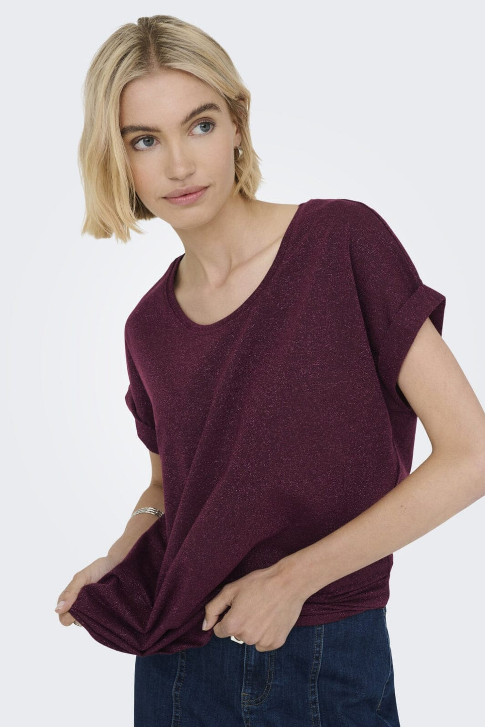 Only - Onlmoster Glitter S/S Top - 4847267 Chocolate Truffle Chocolate Truffle Lurex