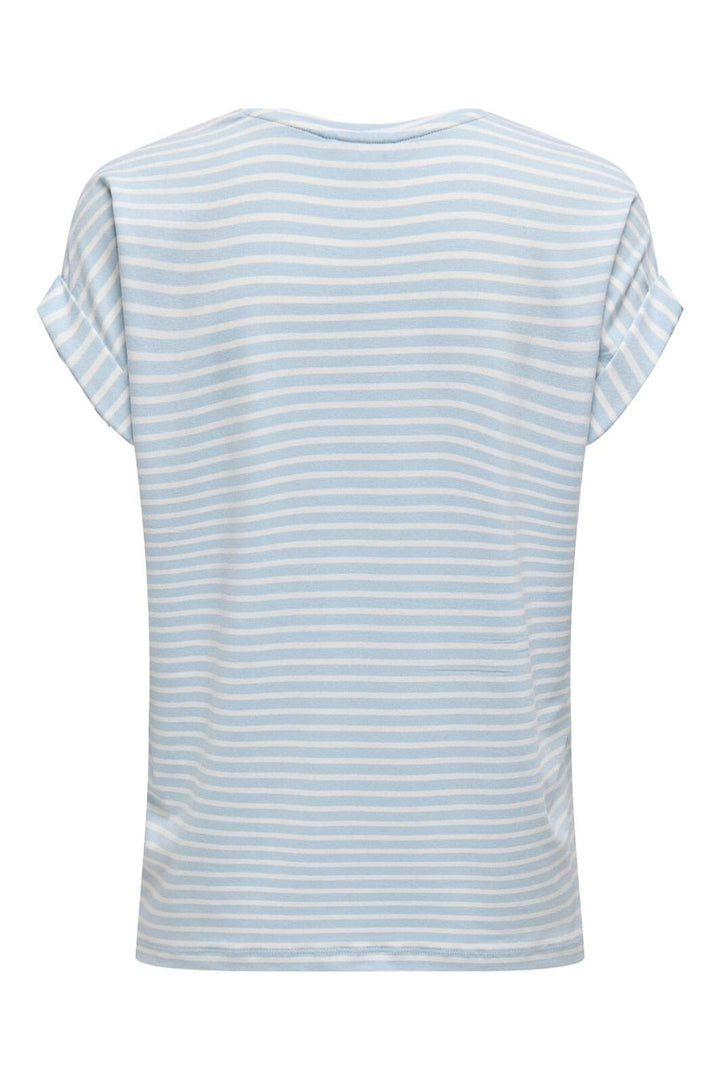 Only - Onlmoster Stripe S/S O-Neck Top - 4693916 Clear Sky Cloud Dancer