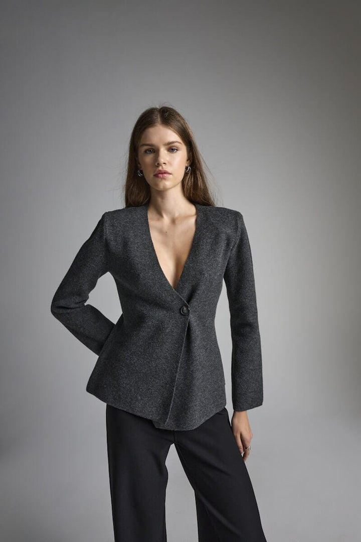 Only - Onlmyera Life Ls One Button Cardigan Knt - 4939844 Dark Grey Melange Cardigans 