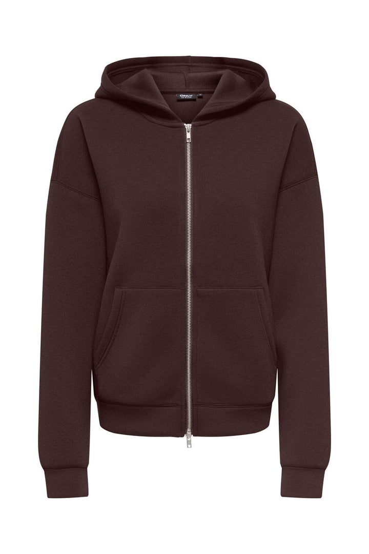 Only - Onlnaomi L/S Two-Way Zip Hoodie Swt - 5112667 Coffee Bean