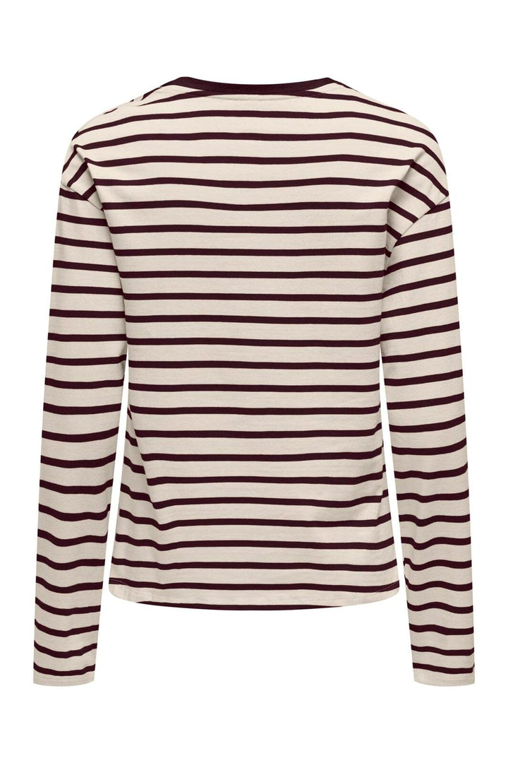 Only - Onlnew Soph L/S O-Neck Top Box - 5205854 Birch Winetasting + Winetasting Neckline