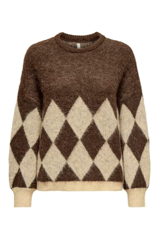 Only - Onlnoeme Life Ls Jq O-Neck Nca Knt - 4894898 Chestnut Biscotti/Melange/Harlekin
