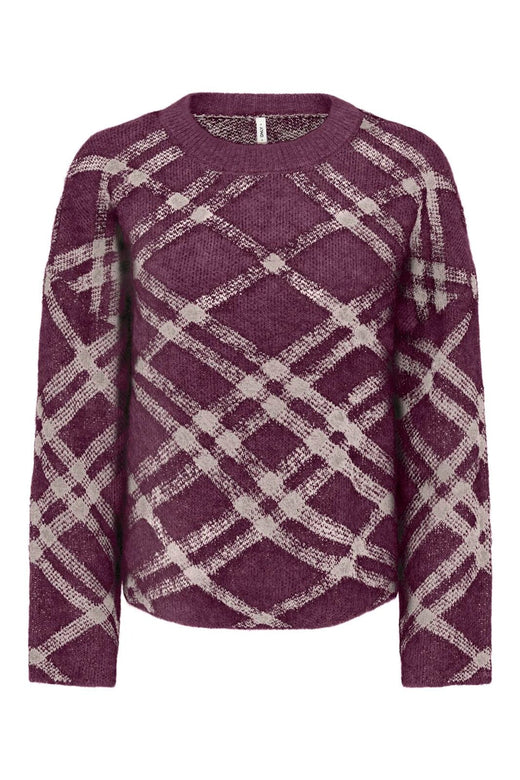 Only - Onlnoeme Ls Pattern O-Neck Knt - 5176953 Fig Oatmeal/Mel