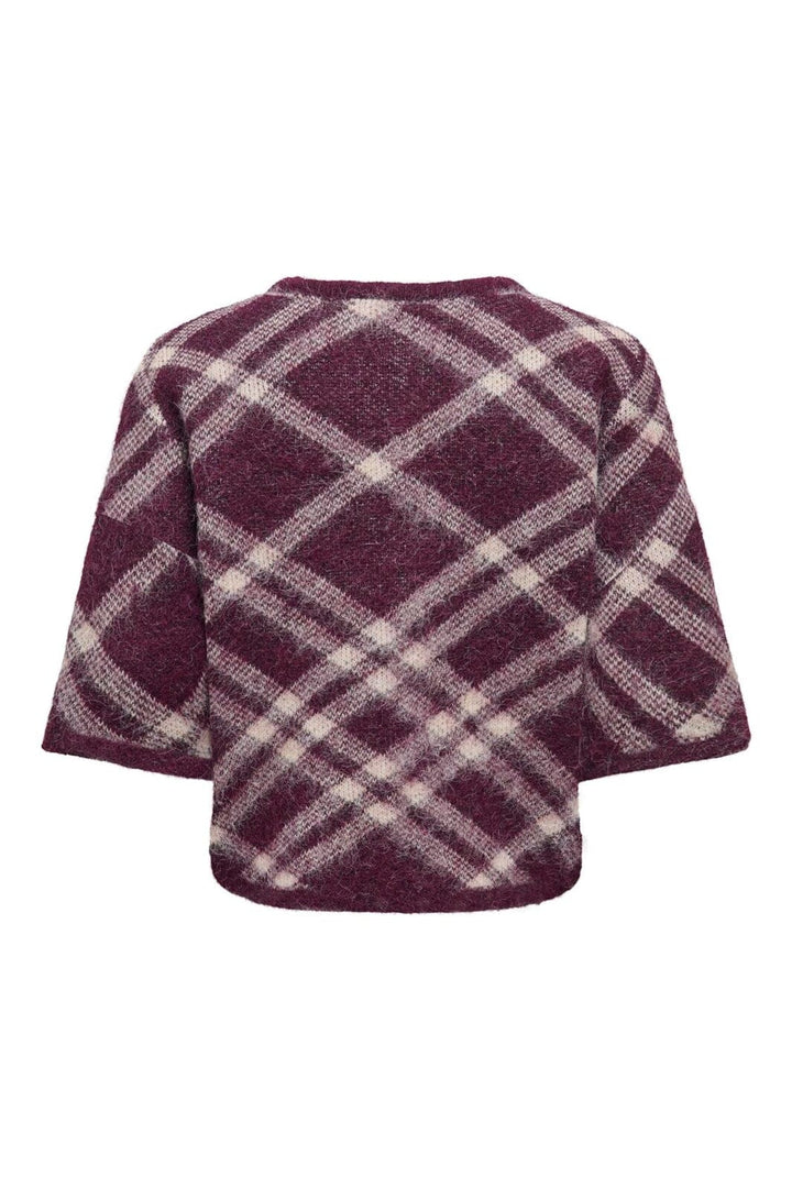 Only - Onlnoeme Ss Pattern O-Neck Knt - 5182114 Fig Check/Oatmeal/Mel