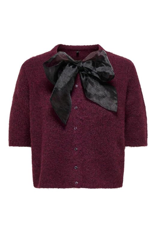 Only - Onlolivia Life Ss Bow Cardigan Knt - 4976298 Winetasting Black