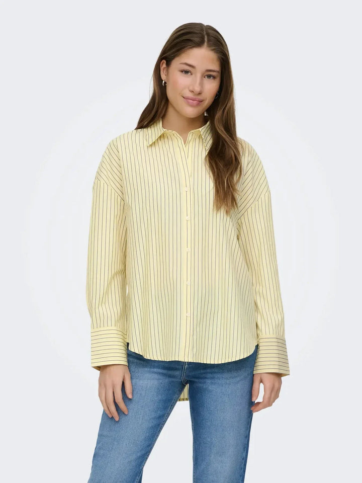 Only - Onloregon Alva Ls Reg Shirt - 4950345 Sunlight Black Skjorter 