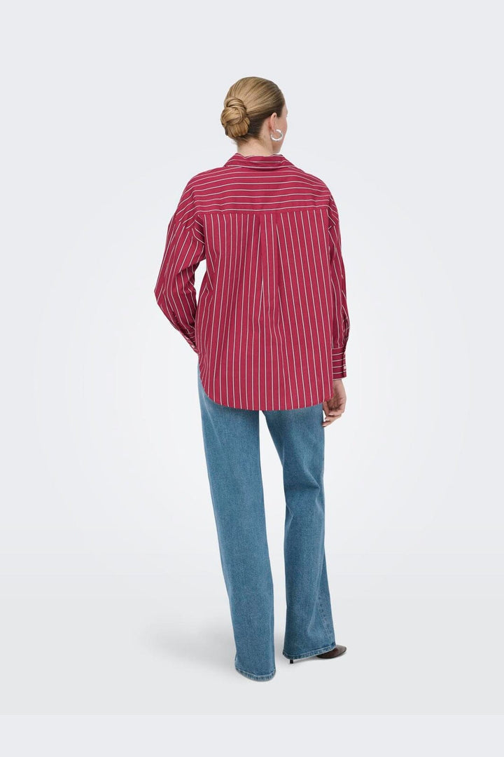 Only - Onloregon Nano Ls Shirt - 5116351 Deep Claret White