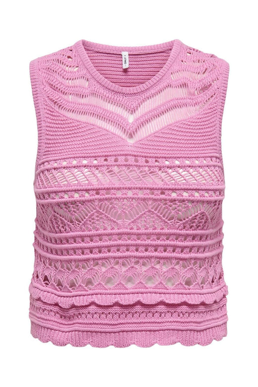 Only - Onlpaula Sl O-Neck Top Knt - 4710551 Fuchsia Pink