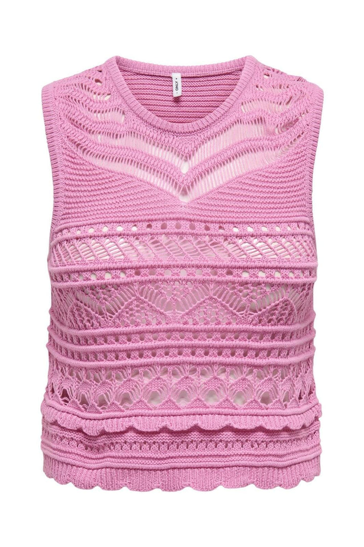 Only - Onlpaula Sl O-Neck Top Knt - 4710551 Fuchsia Pink