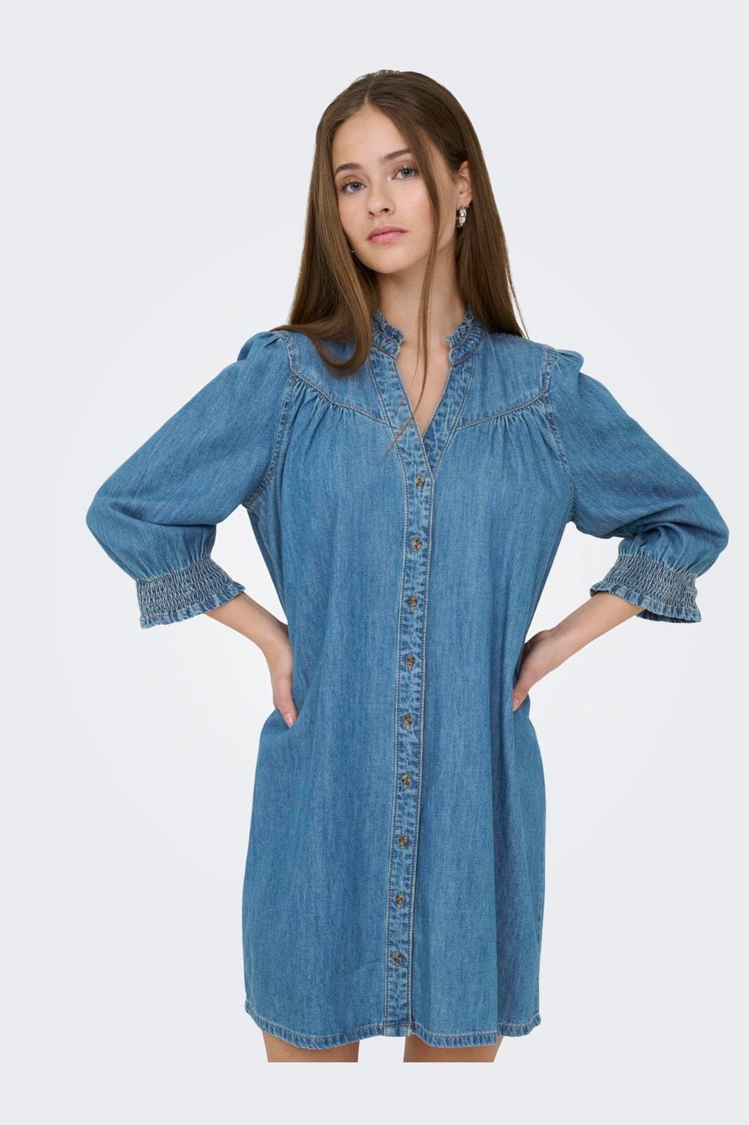 Only - Onlraya 3/4 Dress Akm - 4902960 Medium Blue Denim
