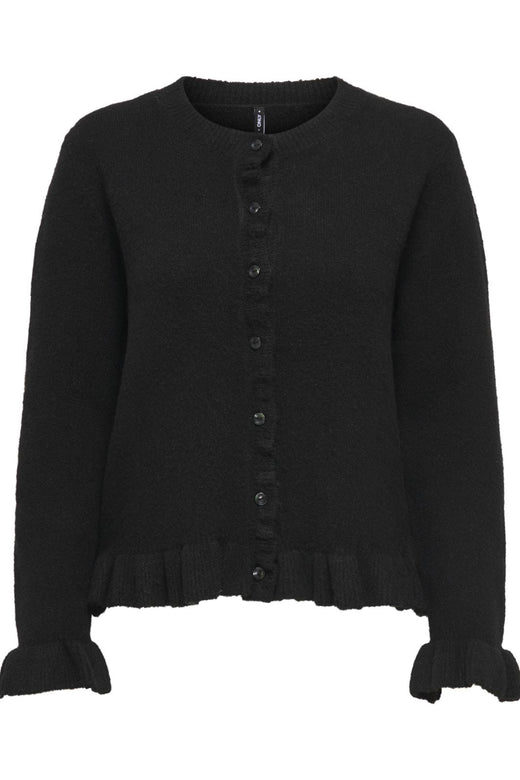 Only - Onlrima Life Ls Frill Butto Cardi Knt - 4903903 Black Dtm Button Cardigans 