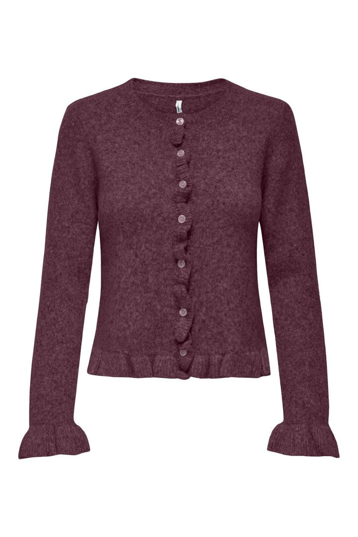 Only - Onlrima Life Ls Frill Butto Cardi Knt - 4953522 Burgundy Dtm Button
