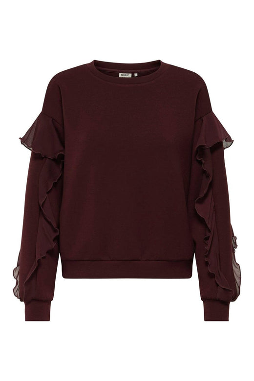 Only - Onlscarlet L/S Flounce Swt - 4910454 Decadent Chocolate