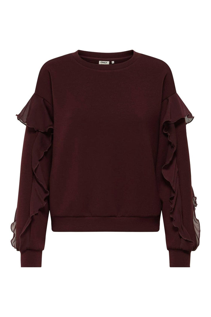 Only - Onlscarlet L/S Flounce Swt - 4910454 Decadent Chocolate