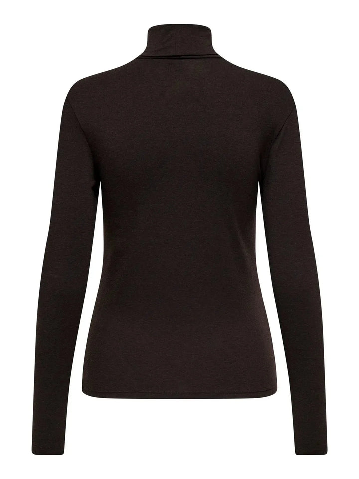 Only - Onlsia L/S Roll Neck Top Box - 4891631 Black Coffee Melange Toppe 