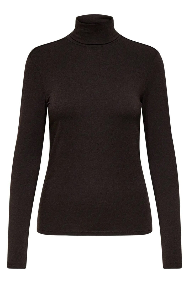 Only - Onlsia L/S Roll Neck Top Box - 4891631 Black Coffee Melange Toppe 