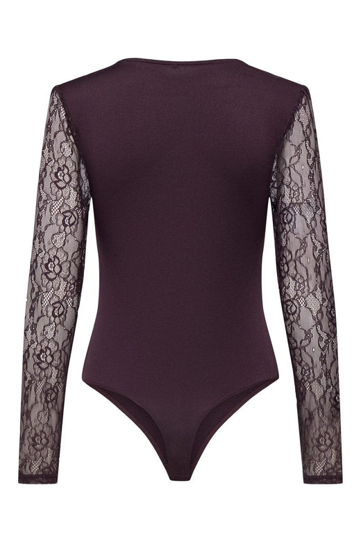 Only - Onlsia V-Neck L/S Lace Body Acc - 4870313 Winetasting