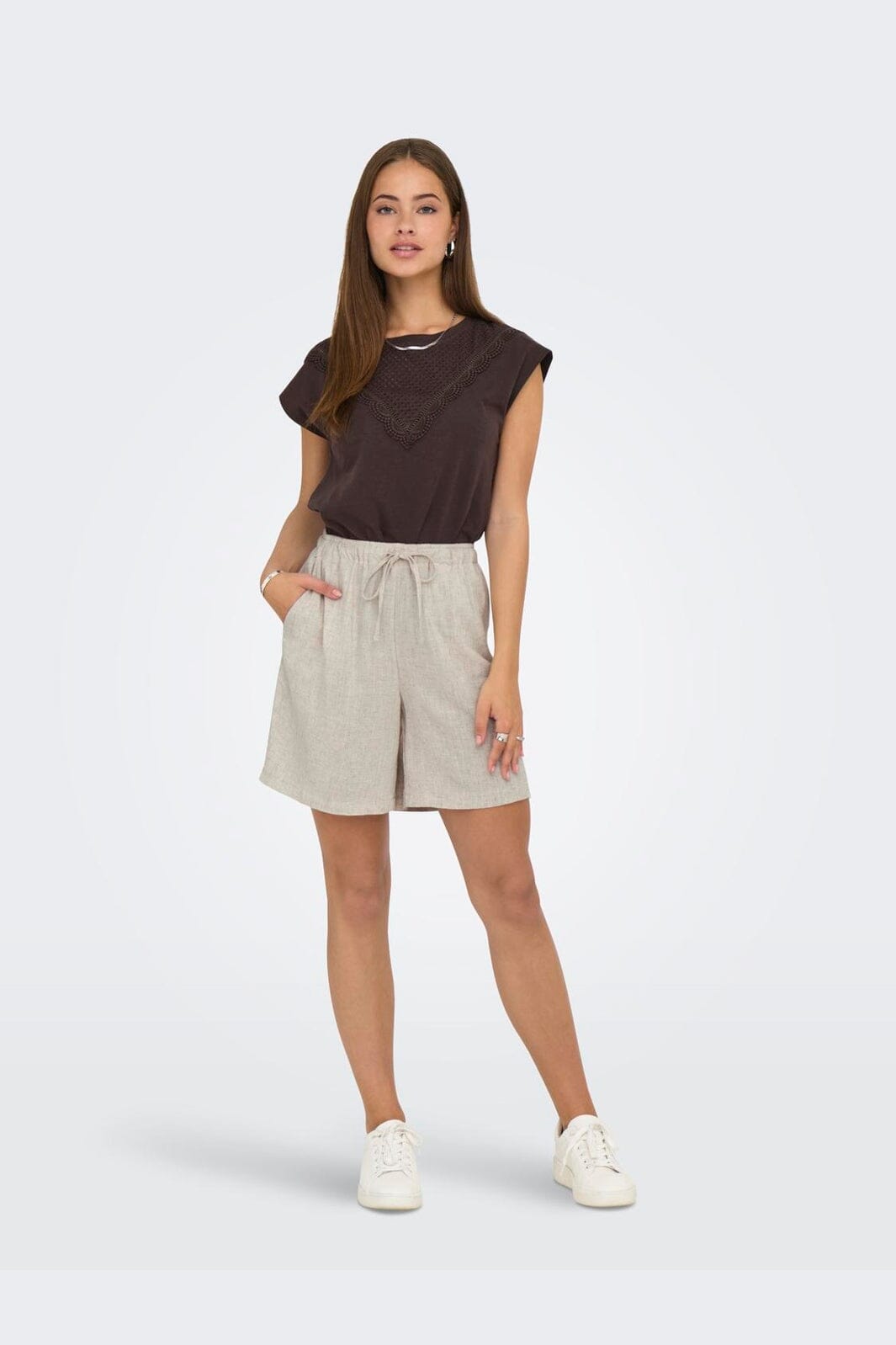 Only - Onlsiesta Pull-Up Lin Bl Shorts - 4597039 Moonbeam