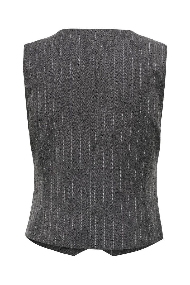 Only - Onlsiga Life S/L Hb Rhine Waistcoat Tlr - 4857887 Dark Grey Melange Pinstripe W. Rhinestone