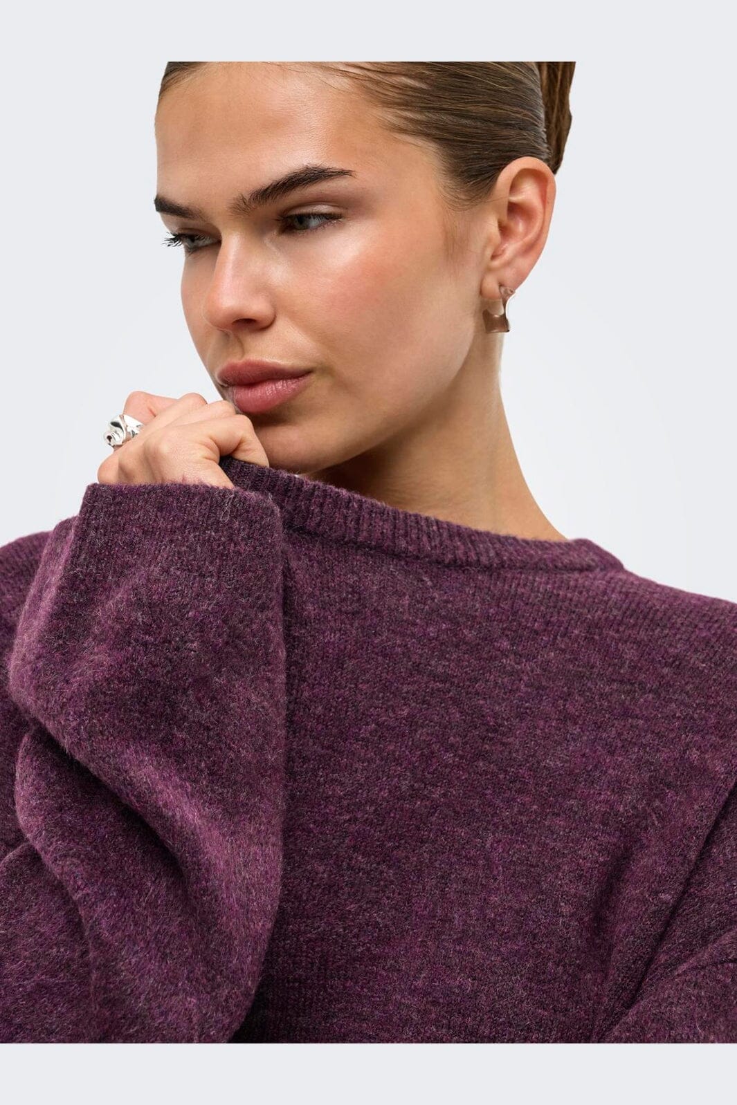 Only - Onlsimoni L/S O-Neck Pullover Knt - 5082233 Mauve Wine Melange