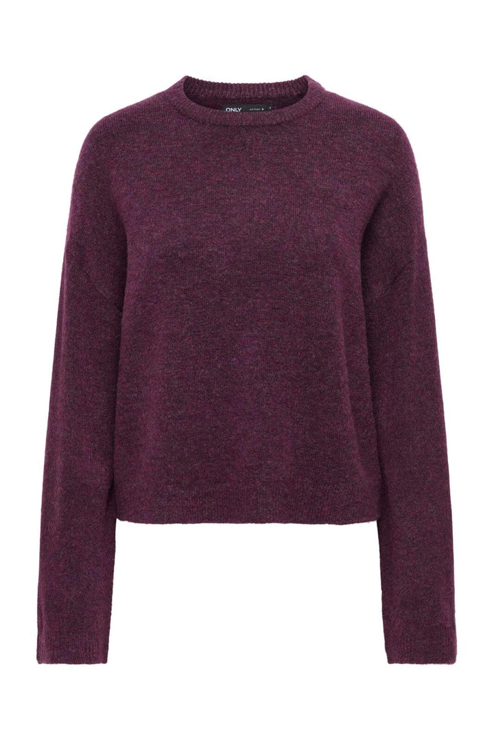 Only - Onlsimoni L/S O-Neck Pullover Knt - 5082233 Mauve Wine Melange