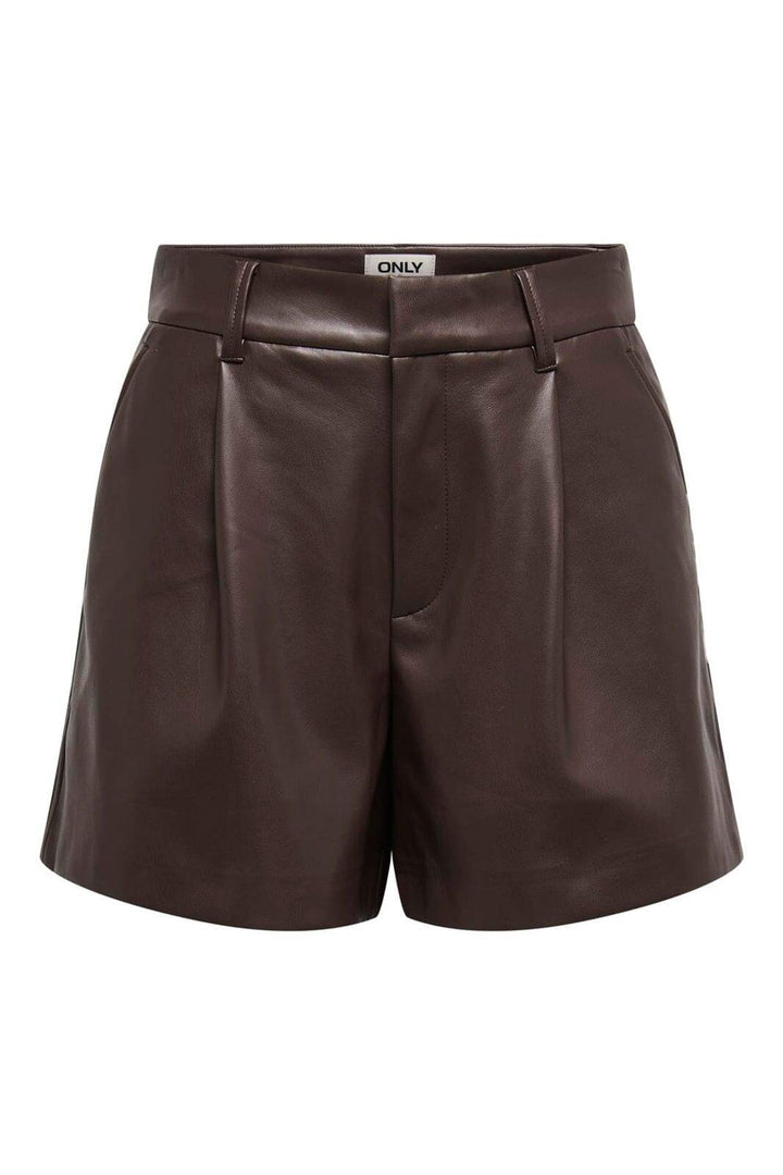 Only - Onlsmooth Faux Lea Shorts 2 - 4877047 Seal Brown