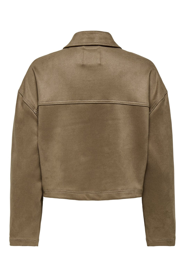 Only - Onlstina Life Faux Suede Jacket Cc - 4786471 Cocoa Créme W Contrast Stitch
