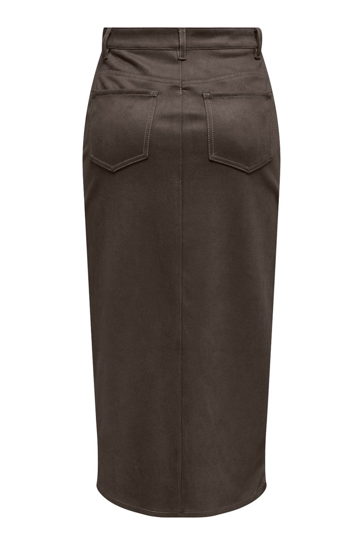 Only - Onlstina Life Faux Suede Skirt Cc - 4854254 Seal Brown W Contrast Stitch