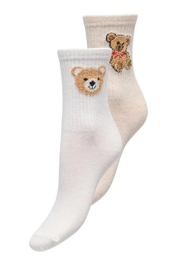 Only - Onlteddy Chenille 2-Pack Sock Acc - 4900877 Cloud Dancer Cloud Dancer + Pumice Stone Strømper 