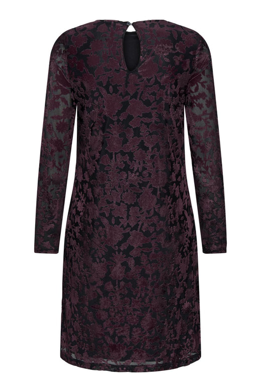 Only - Onlthea L/S Flock Dress - 4982216 Black Parry Flowers (Winetasting) Kjoler 