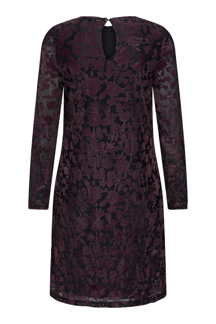 Only - Onlthea L/S Flock Dress - 4982216 Black Parry Flowers (Winetasting) Kjoler 