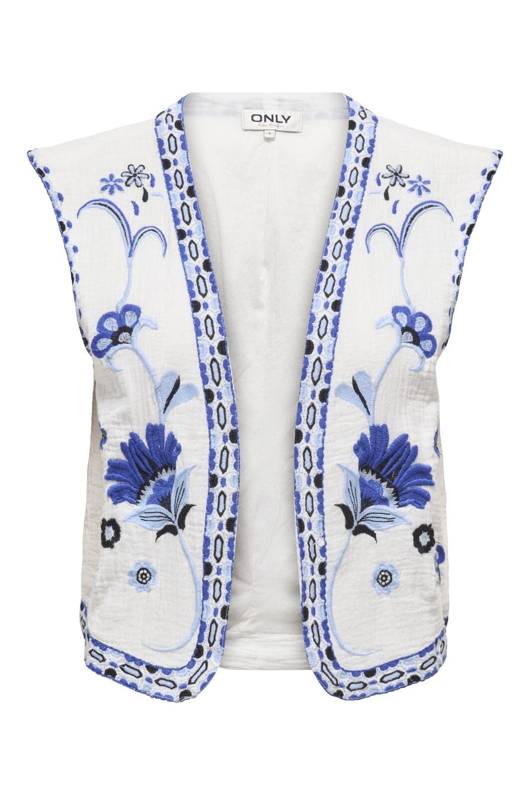 Only - Onlthyra Life Sl Emb Vest - 4754358 Cloud Dancer W Blue Tones Emb